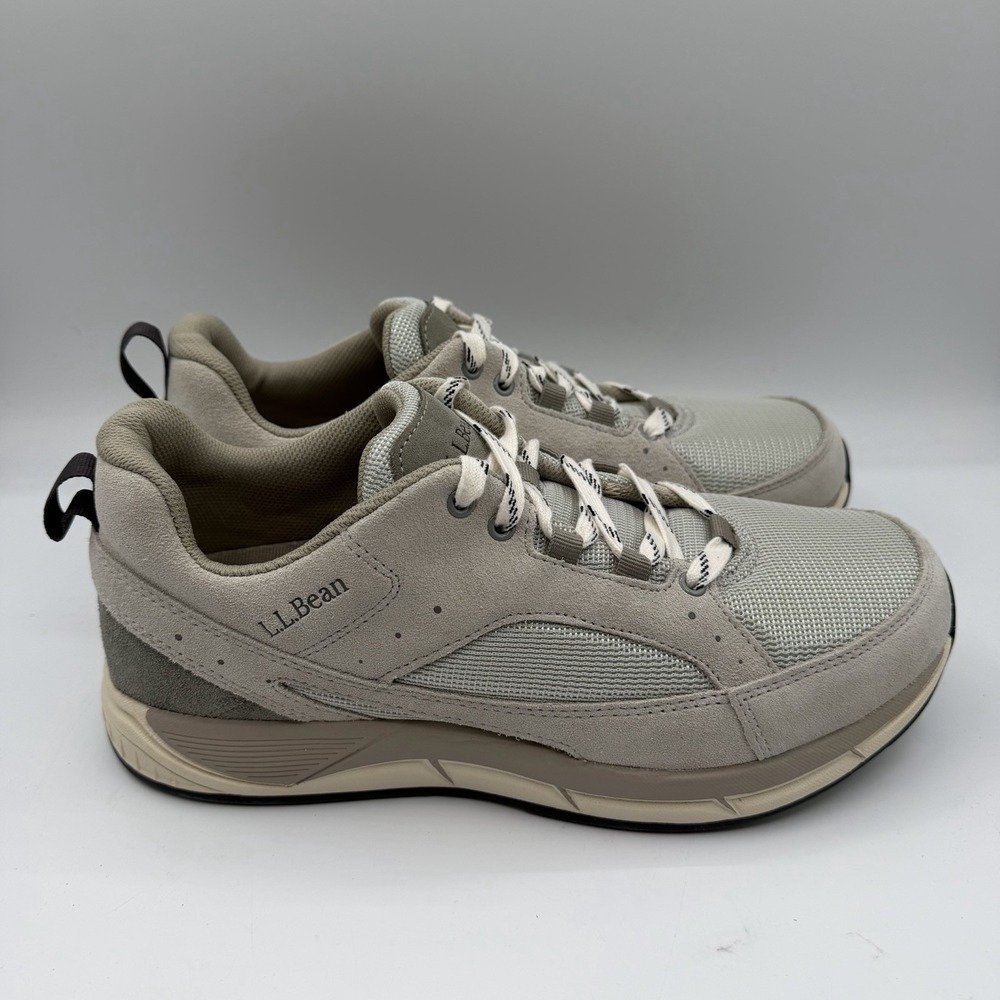 LL Bean Comfort Fitness Walking Shoes Womens 11 Silver Birch Suede Mesh Sneakers